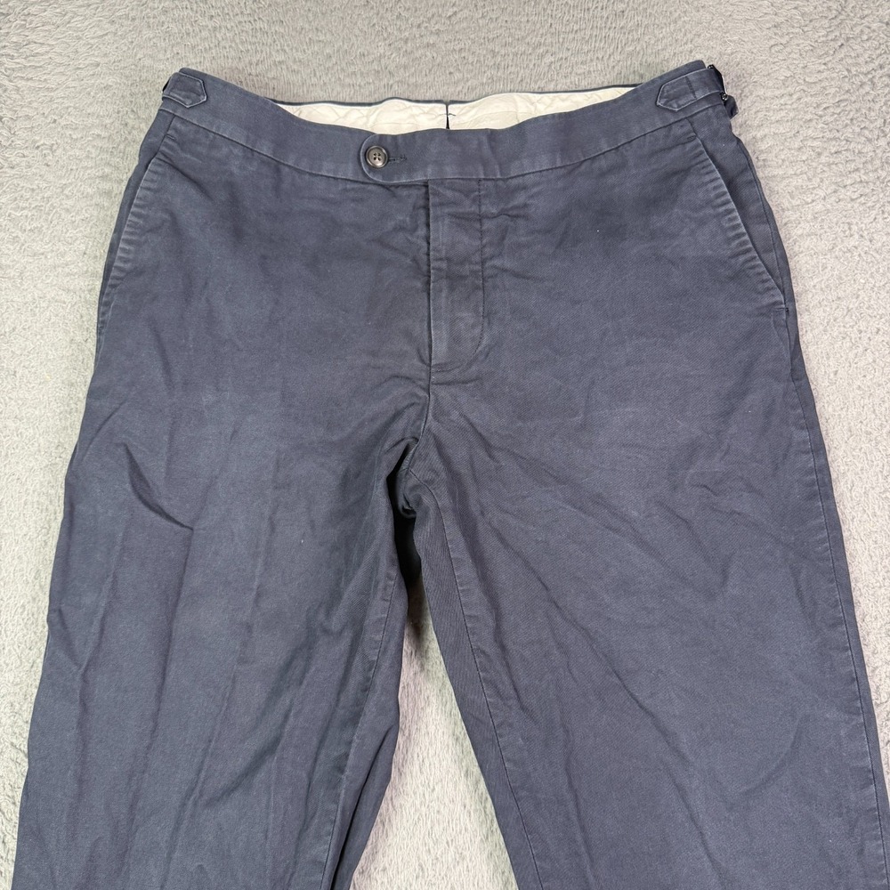 Suitsupply Brescia Cotton Pants Mens 32x27 Navy Blue Side Adjusters Italy